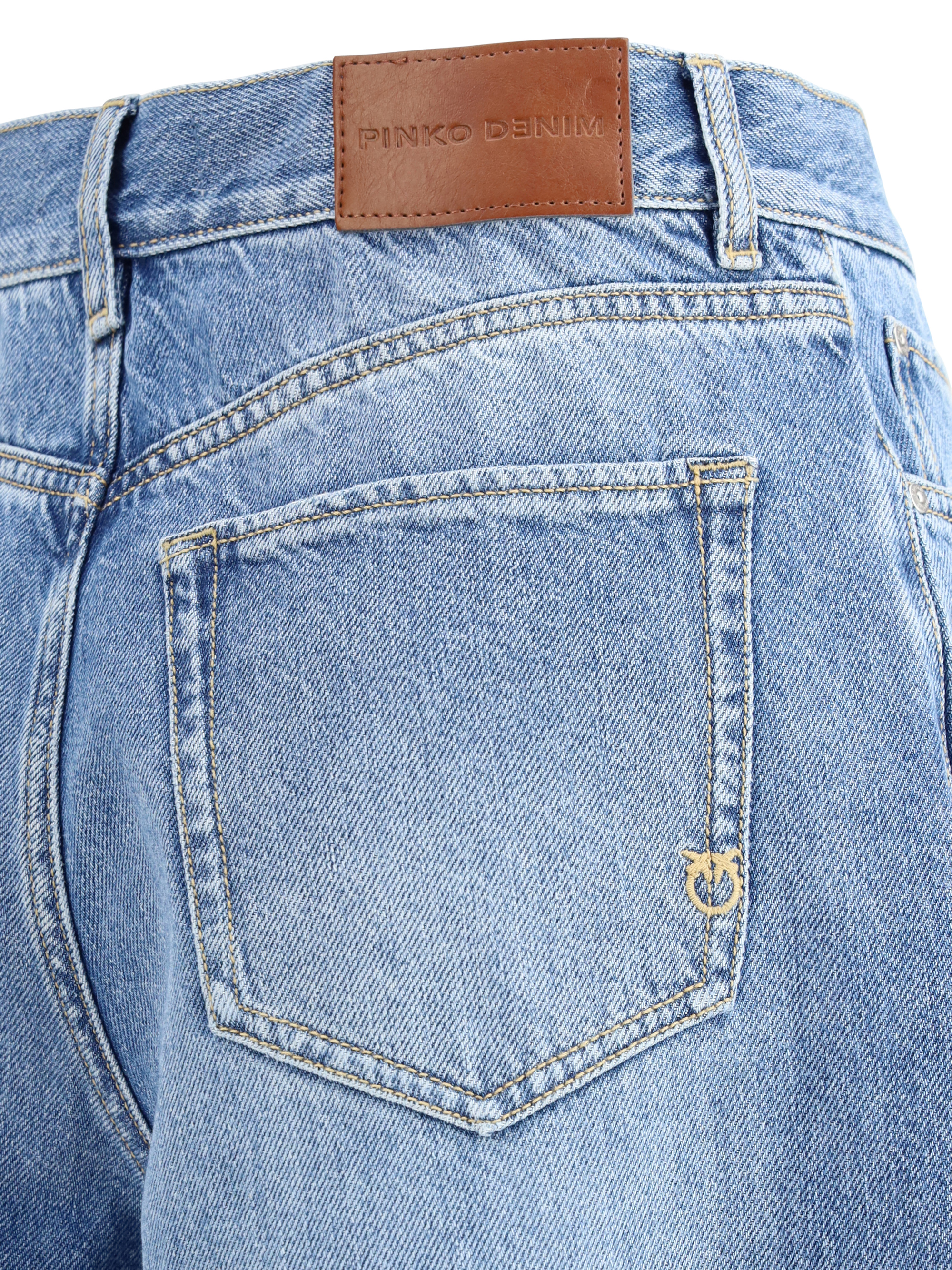 Knee-length denim shorts