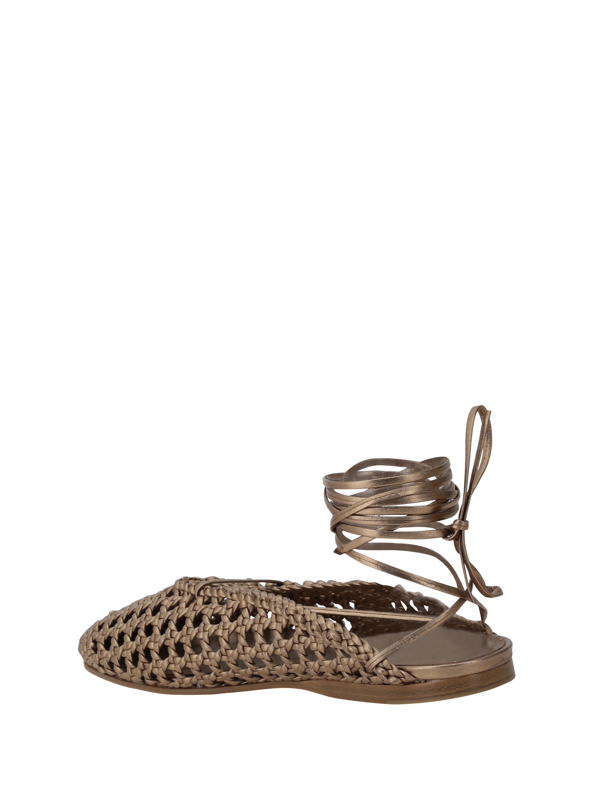 Leather net-effect Mules