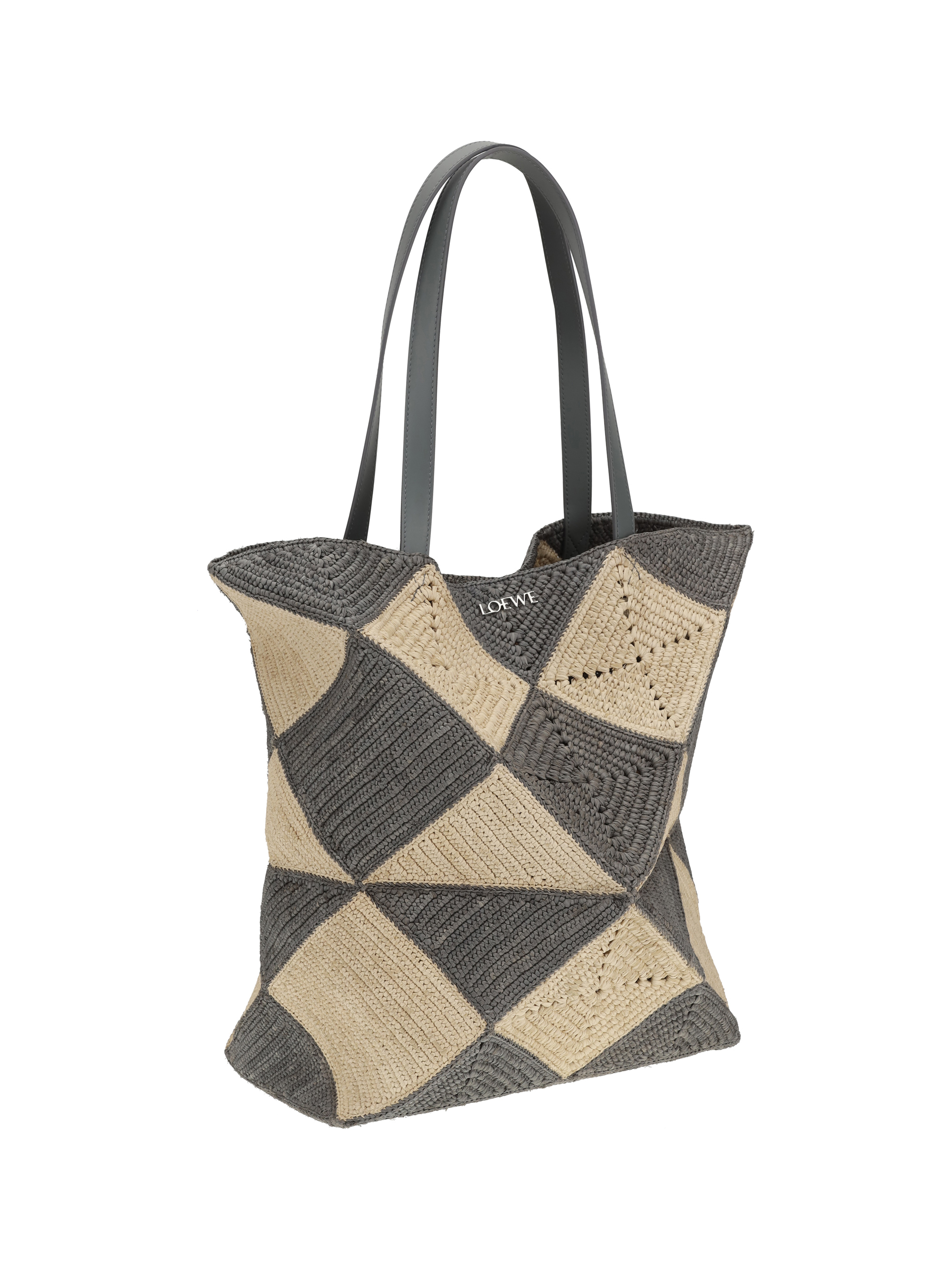 Borsa Tote Puzzle XL in rafia