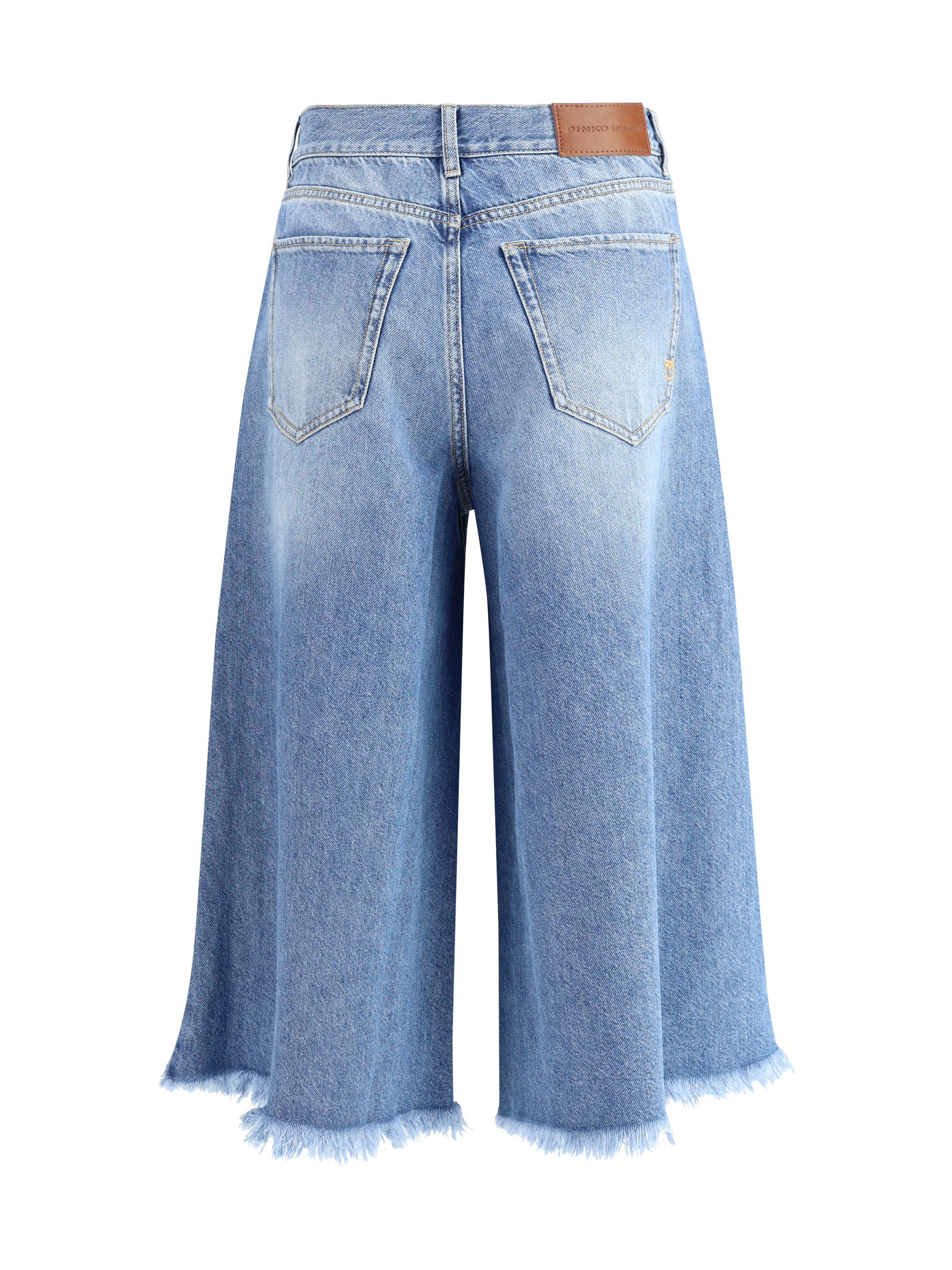 Knee-length denim shorts